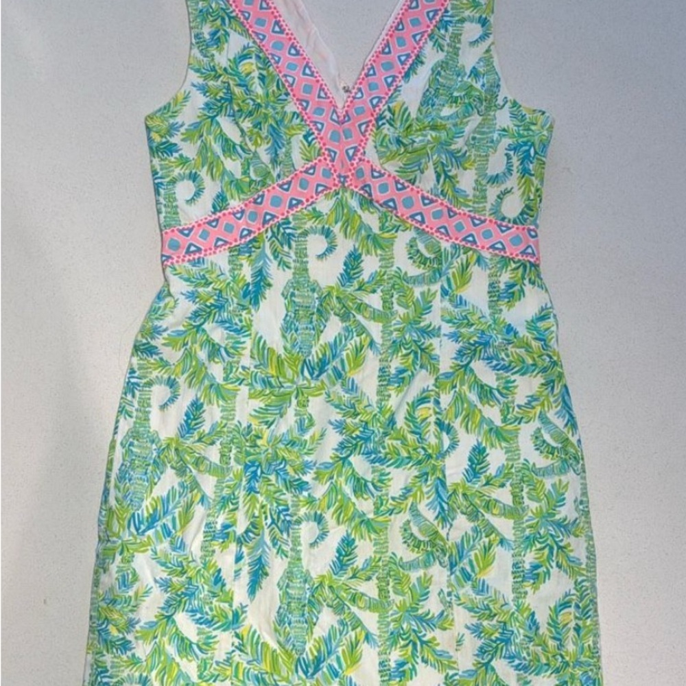 Lilly Pulitzer Green and Pink Midi Dress